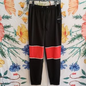 Red and Black Colorblock Joggers